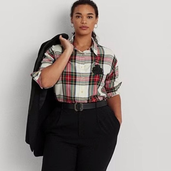 LAUREN RALPH LAUREN Bullion Checked Plaid Twill Shirt - Picture 1 of 15